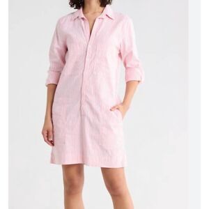 Frank&Eileen Hunter pink striped linen dress sz Small